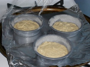 Dough in pans